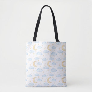 Bolso De Tela Patrón de las estrellas de la luna de color acuáti