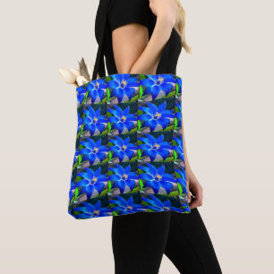 Bolso De Tela Patrón de las flores azules profundas