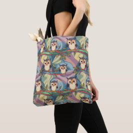 Bolso De Tela Patrón de lechuza colorida