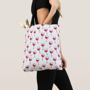 Bolso De Tela Patrón de lentes de vino rojo en blanco