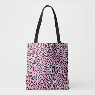 Bolso De Tela Patrón de Leopardo Blanco Rosa.