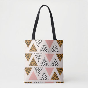 Bolso De Tela Patrón de leopardo chic y triángulo rosa