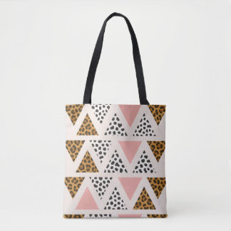 Bolso De Tela Patrón de leopardo chic y triángulo rosa
