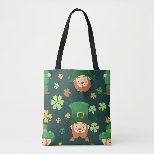 Bolso De Tela Patrón de Leprechaun de Cabeza Verde (Anverso)