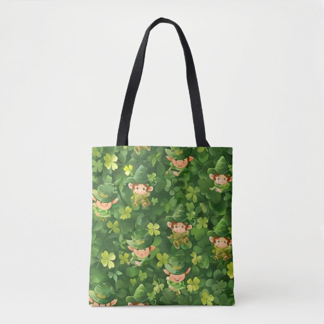 Bolso De Tela Patrón de Leprechaun verde suave (Anverso)