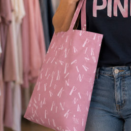 Bolso De Tela Patrón de letra rosa acuarela divertida moderna