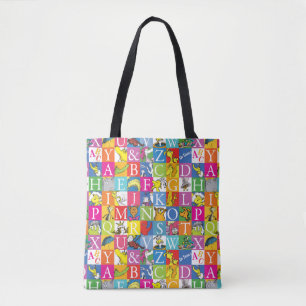 Bolso De Tela Patrón de letras de bloque coloridas del alfabeto