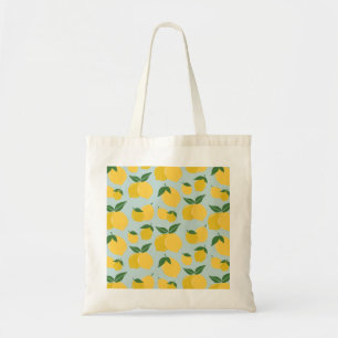 Bolso De Tela Patrón De Limón Fruta Retro Amarillo Sobre Verde