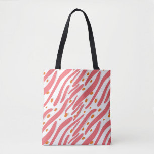 Bolso De Tela Patrón de línea de resumen de color blanco rosado