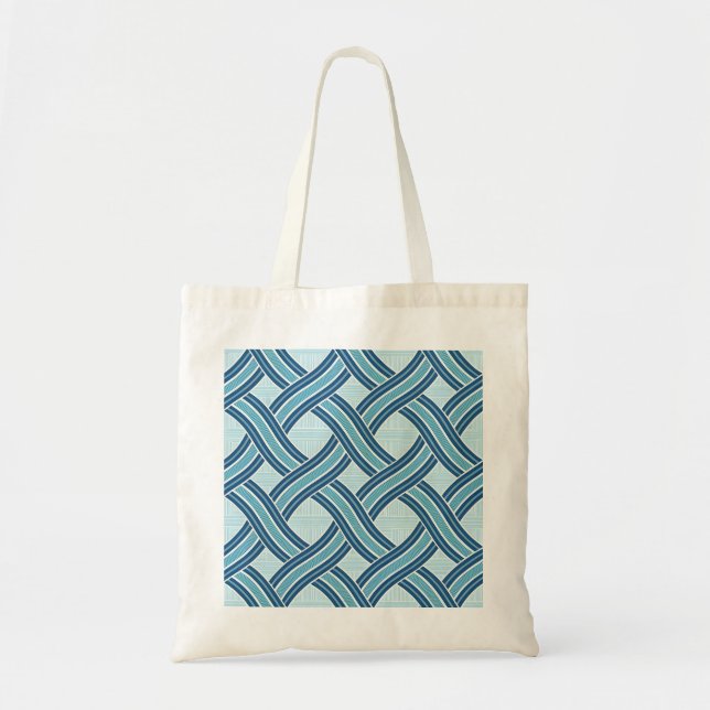 Bolso De Tela Patrón de líneas azules (Frente)