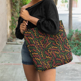 Bolso De Tela Patrón de líneas onduladas africanas