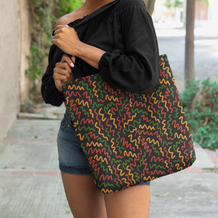 Bolso De Tela Patrón de líneas onduladas africanas