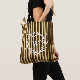 Bolso De Tela Patrón de líneas verticales monográficas de bambú 