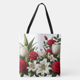 Bolso De Tela patrón de lirio de rosas