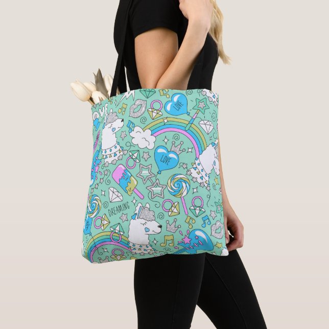 Bolso De Tela patrón de llama (Detalle)