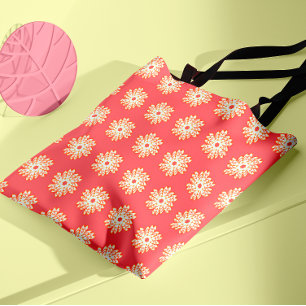 Bolso De Tela Patrón de llama geométrica circular floreciente