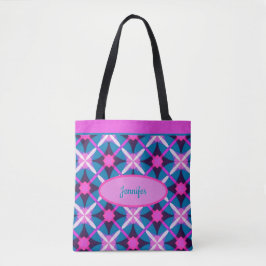 Bolso De Tela Patrón de los 60 en Rosa, Morado y Azul, Retro