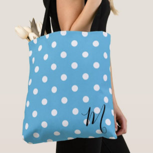 Bolso De Tela Patrón de lunares azules clásicos para compras