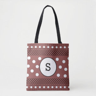 Bolso De Tela Patrón de lunares con monograma granate