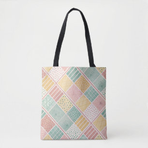Bolso De Tela Patrón de lunares geométricos de menta moderno a c