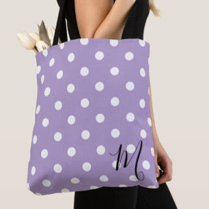 Bolso De Tela Patrón de lunares púrpura clásico para compras