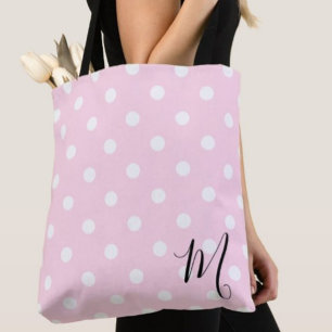 Bolso De Tela Patrón de lunares rosados clásicos para compras