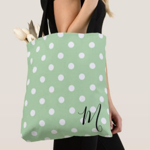 Bolso De Tela Patrón de lunares verdes clásicos para compras