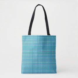 Bolso De Tela Patrón de malla cuadrada azul