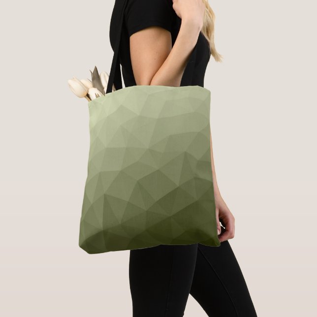Bolso De Tela Patrón de malla geométrica gradiente verde claro d (Detalle)