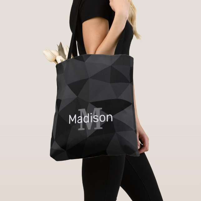 Bolso De Tela Patrón de malla geométrica gris oscuro Monograma (Detalle)