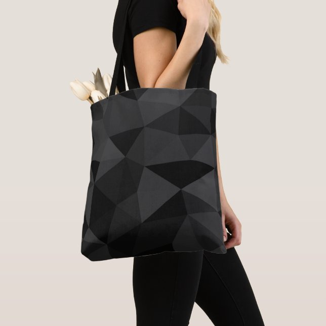 Bolso De Tela Patrón de malla geométrica gris oscuro y negro (Detalle)