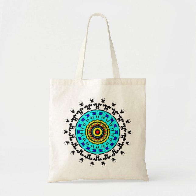 Bolso De Tela Patrón de Mandala Floral (Frente)