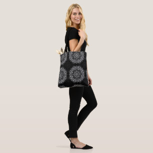 Bolso De Tela Patrón de mandala índigo espiritual negro