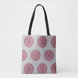 Bolso De Tela Patrón de Mandala rojo y gris