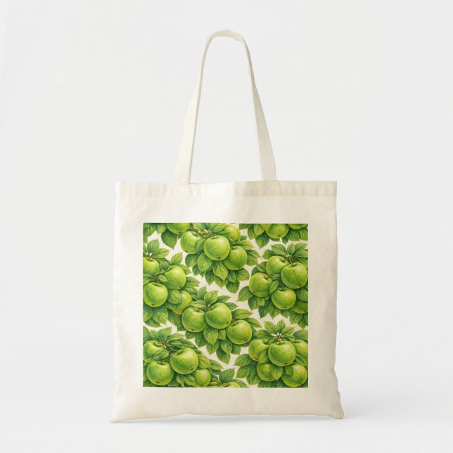Bolso De Tela Patrón de Manzana Verde (Frente)