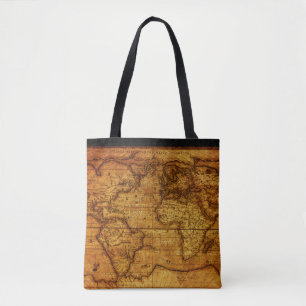 Bolso De Tela Patrón de mapas antiguos y vintage