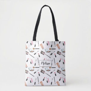 Bolso De Tela Patrón de Maquillaje con Nombre Personalizado