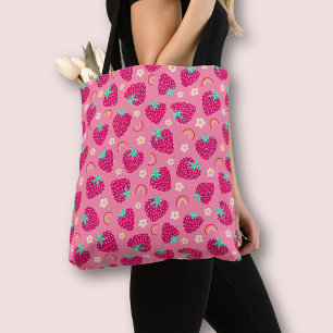 Bolso De Tela Patrón de margarita arcoiris de fresa