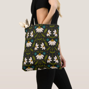Bolso De Tela Patrón de margarita blanca