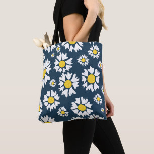 Bolso De Tela Patrón de margaritas, patrón floral, margaritas bl