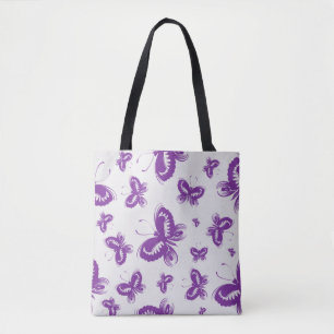 Bolso De Tela Patrón de mariposa púrpura