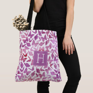 Bolso De Tela Patrón de mariposas color agua violeta