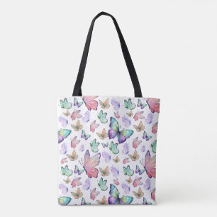 Bolso De Tela Patrón de mariposas de color agua sin costura