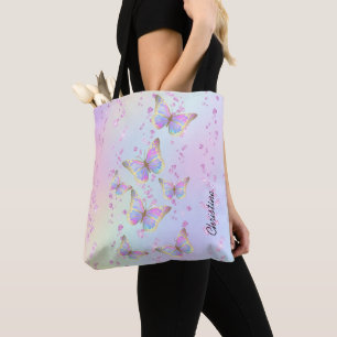 Bolso De Tela patrón de mariposas de colores pastel