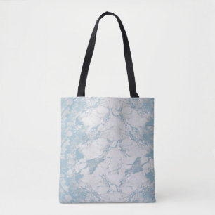 Bolso De Tela Patrón de mármol blanco y azul claro