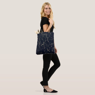 Bolso De Tela Patrón de mármol oscuro estilo tinta abstracta de 