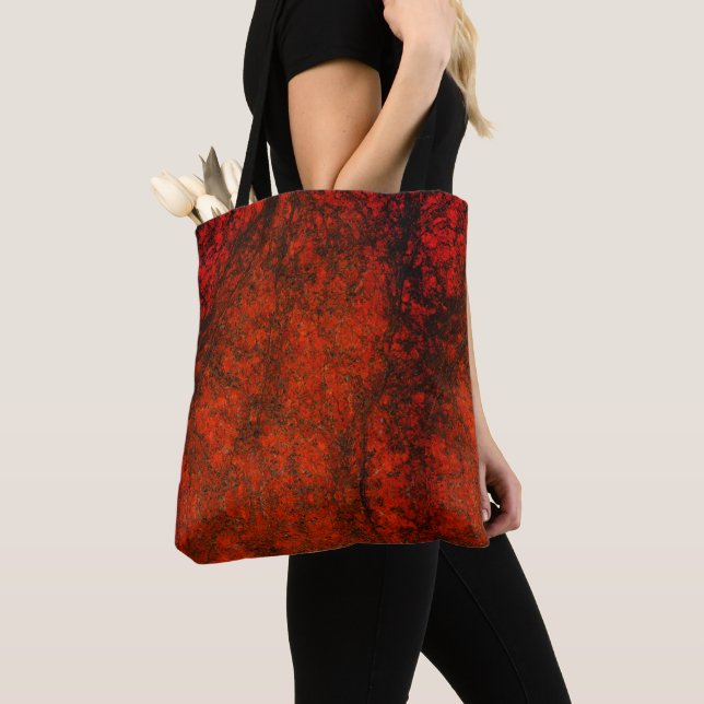 Bolso De Tela Patrón de mármol rojo y negro (Detalle)