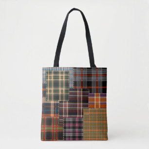 Bolso De Tela patrón de medias de trazo, diseño de tartán, su