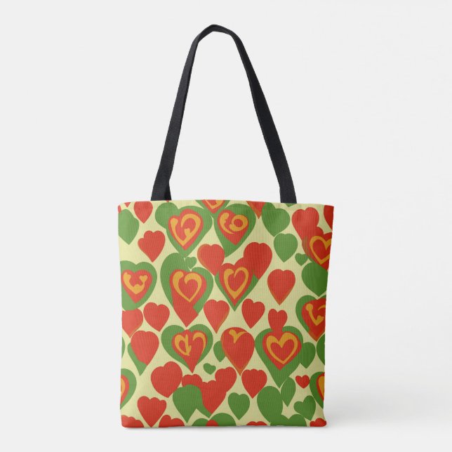 Bolso De Tela Patrón de Mini Corazones de Reggae Cute (Reverso)