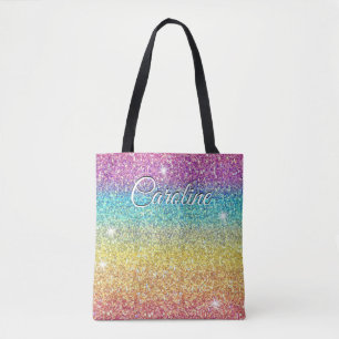 Bolso De Tela Patrón de moda de unicornio Purpurina arcoiris col